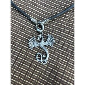 BICO Australia Dragon Charm Pendent Black Waxed Cord 18" Necklace